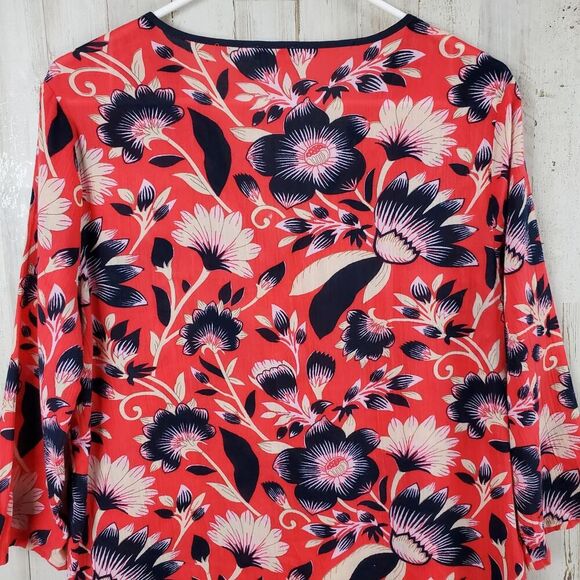 J. Crew Floral Swimsuit Cover Up Red Blue Size Medium - Picture 6 of 7
